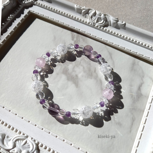 ◇クンツァイト×アメジスト×水晶◇天然石ブレスレット ブレスレット