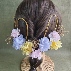 【選べる5色】桜　ゴールド　シンプル　カスミソウ　成人式　結婚式　卒業式　ヘア飾り　和装　髪飾り　水引　金　 13枚目の画像