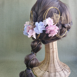 【選べる5色】桜　ゴールド　シンプル　カスミソウ　成人式　結婚式　卒業式　ヘア飾り　和装　髪飾り　水引　金　 7枚目の画像