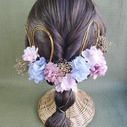 【選べる5色】桜　ゴールド　シンプル　カスミソウ　成人式　結婚式　卒業式　ヘア飾り　和装　髪飾り　水引　金　 3枚目の画像