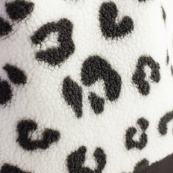 白黒レオパードボアx牛革x帆布 ショルダーバッグ（Lサイズ）モコモコ可愛いヒョウ柄巾着 3枚目の画像