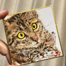 水彩画原画　親子猫 1枚目の画像