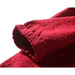 ジャガード織りコットンリネン 綿麻ロングジャケット　羽織　コート　カーディガン  レッド　L120RE 6枚目の画像