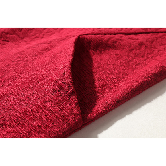 ジャガード織りコットンリネン 綿麻ロングジャケット　羽織　コート　カーディガン  レッド　L120RE 5枚目の画像