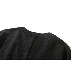 ジャガード織りコットンリネン 綿麻ロングジャケット　羽織　コート　カーディガン  ブラック　L120BL 10枚目の画像