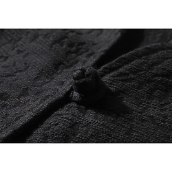 ジャガード織りコットンリネン 綿麻ロングジャケット　羽織　コート　カーディガン  ブラック　L120BL 6枚目の画像