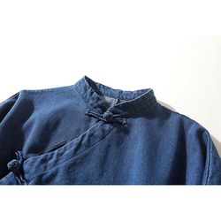 デニムワンピース　長袖ワンピース　ゆとりワンピース　ダークブルー　#L121DBU 3枚目の画像