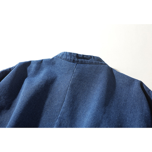 デニムワンピース　長袖ワンピース　ゆとりワンピース　ダークブルー　#L121DBU 10枚目の画像