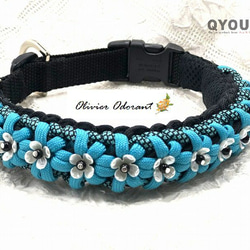 パラコード犬用首輪〈Lサイズ：35～38cm〉 ParaWan combi Fleurs Glen