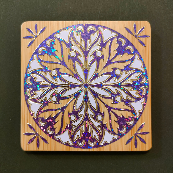 文字入れ可 ♡ コースター トレー ♡ バンブー 竹 ♡ 紫 パステル