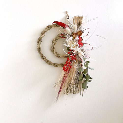 早割価格］しめ縄 お正月飾り 白うさぎ 紅白しめ飾り 兎年 2023