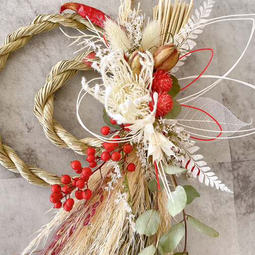 早割価格］しめ縄 お正月飾り 白うさぎ 紅白しめ飾り 兎年 2023