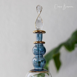 GOLD［Mサイズ］エジプトガラス香水瓶 パフュームボトル アロマオイル ブルー 3枚目の画像