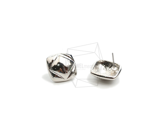 ERG-2212-R【2件】方形耳環，方形耳釘/15mm X 15mm 第2張的照片