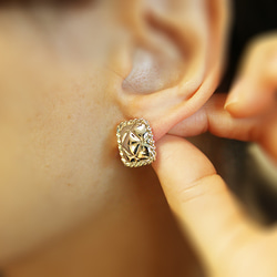 ERG-2212-R【2件】方形耳環，方形耳釘/15mm X 15mm 第6張的照片