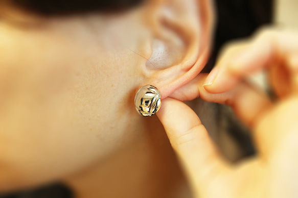 ERG-2213-R【2件】圓形耳環,圓形耳釘/17mm X 17mm 第6張的照片