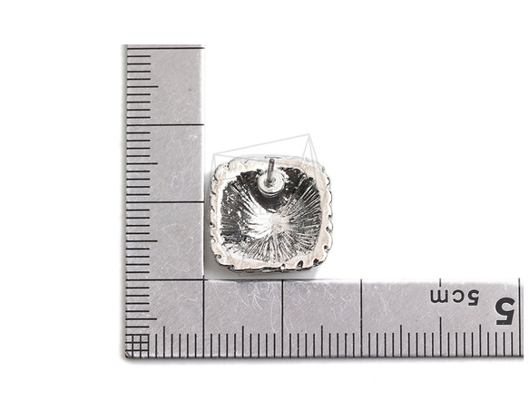 ERG-2214-R【2件】方形耳環，方形耳釘/16mm X 16.6mm 第5張的照片