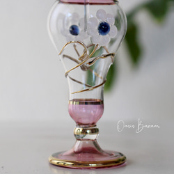 GOLD［Mサイズ］エジプトガラス香水瓶 パフュームボトル アロマオイル ピンク 4枚目の画像