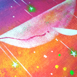 【原画】　空飛ぶクジラ　絵画　キャンバスアート　20cm角　 6枚目の画像