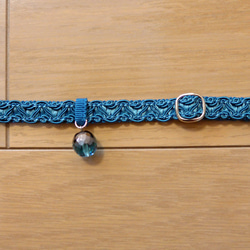 猫の首輪　トリミングブレード　カンヌキ　チャイナブルー 3枚目の画像