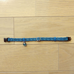 猫の首輪　トリミングブレード　カンヌキ　チャイナブルー 2枚目の画像