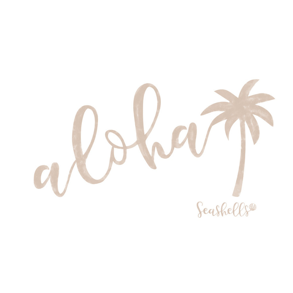 ハワイアンデザインTシャツ ハワイの挨拶ALOHA アロハ ヤシの木のイラスト ノースショア ハワイ 半袖カットソー 2枚目の画像