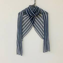 【直線裁ちボレロ】 bolero muffler blue stripe 2枚目の画像