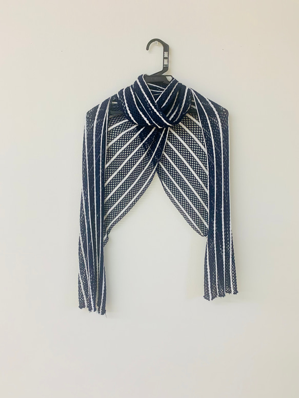 【直線裁ちボレロ】 bolero muffler blue stripe 2枚目の画像