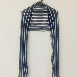 【直線裁ちボレロ】 bolero muffler blue stripe 1枚目の画像