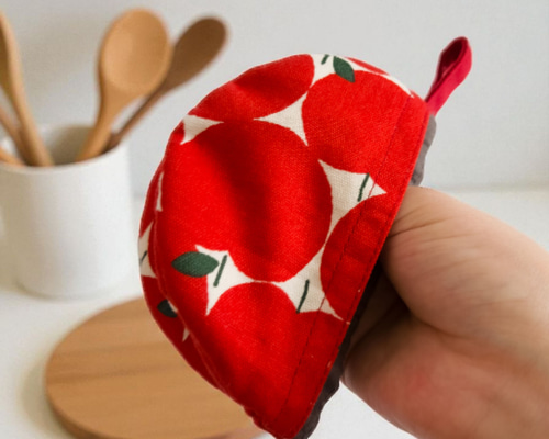 キッチンミトン☆ぱくぱく鍋つかみ☆吊るせる☆鍋つかみ☆りんご