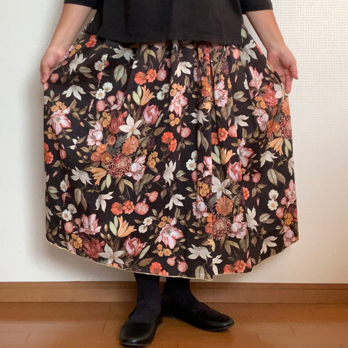 ギャザースカート*リバティ*LIBERTY（Stately Bouquet ステイト