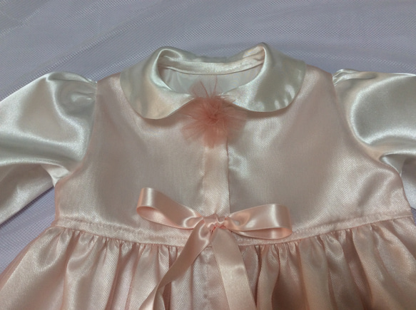 ベビーセレモニードレス     ボンネット   ( ピンク色のチュール)  70cm 2枚目の画像