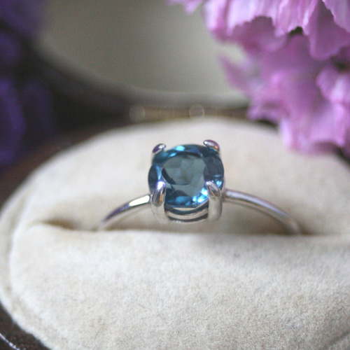 6mm大粒 ロンドンブルートパーズ 天然石 リング 誕生日 クリスマス