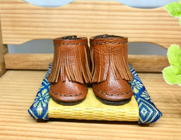 森き　ぬい用ショートフリンジウエスタンブーツ　miniature boots. 3枚目の画像