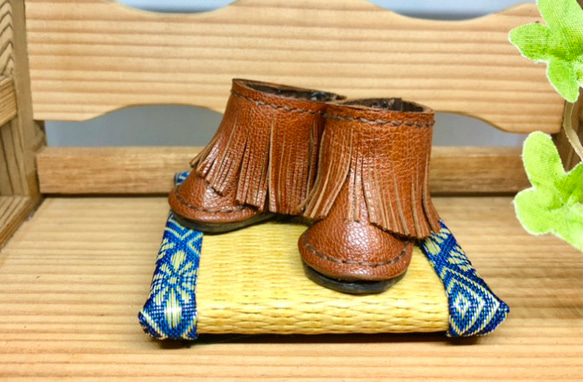 森き　ぬい用ショートフリンジウエスタンブーツ　miniature boots. 1枚目の画像