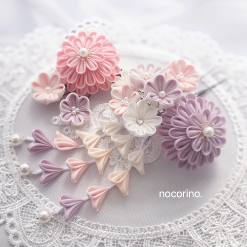 つまみ細工髪飾り 七五三 成人式 卒業式 結婚式 かんざし nocorino