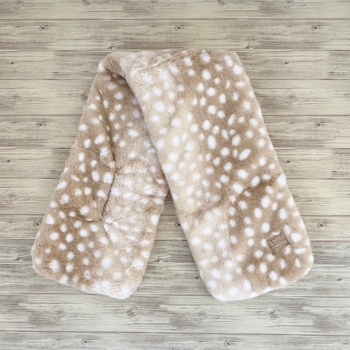 バンビ柄 ボアマフラー 鹿 ストール ハンドメイド akaneko ボア