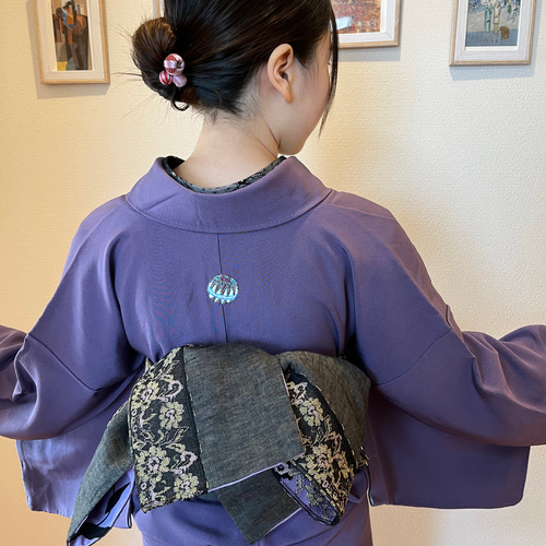 在庫SALE>着物2点セット<袷着物+レース半衿>シックな色無地を 在庫SALE>着物2点セット<袷着物+レース半衿>シックな色無地を