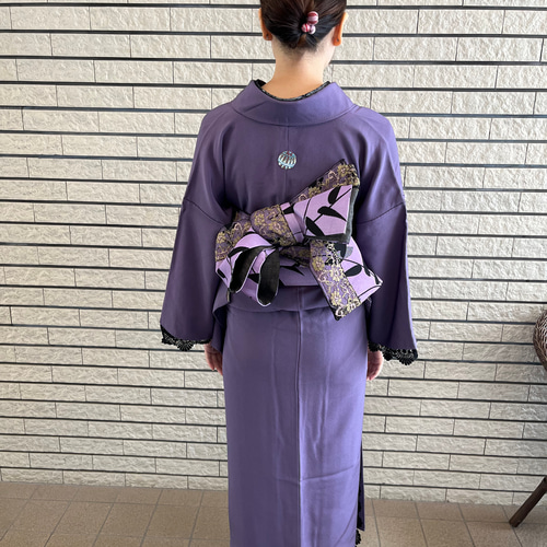 在庫SALE>着物2点セット<袷着物+レース半衿>シックな色無地を