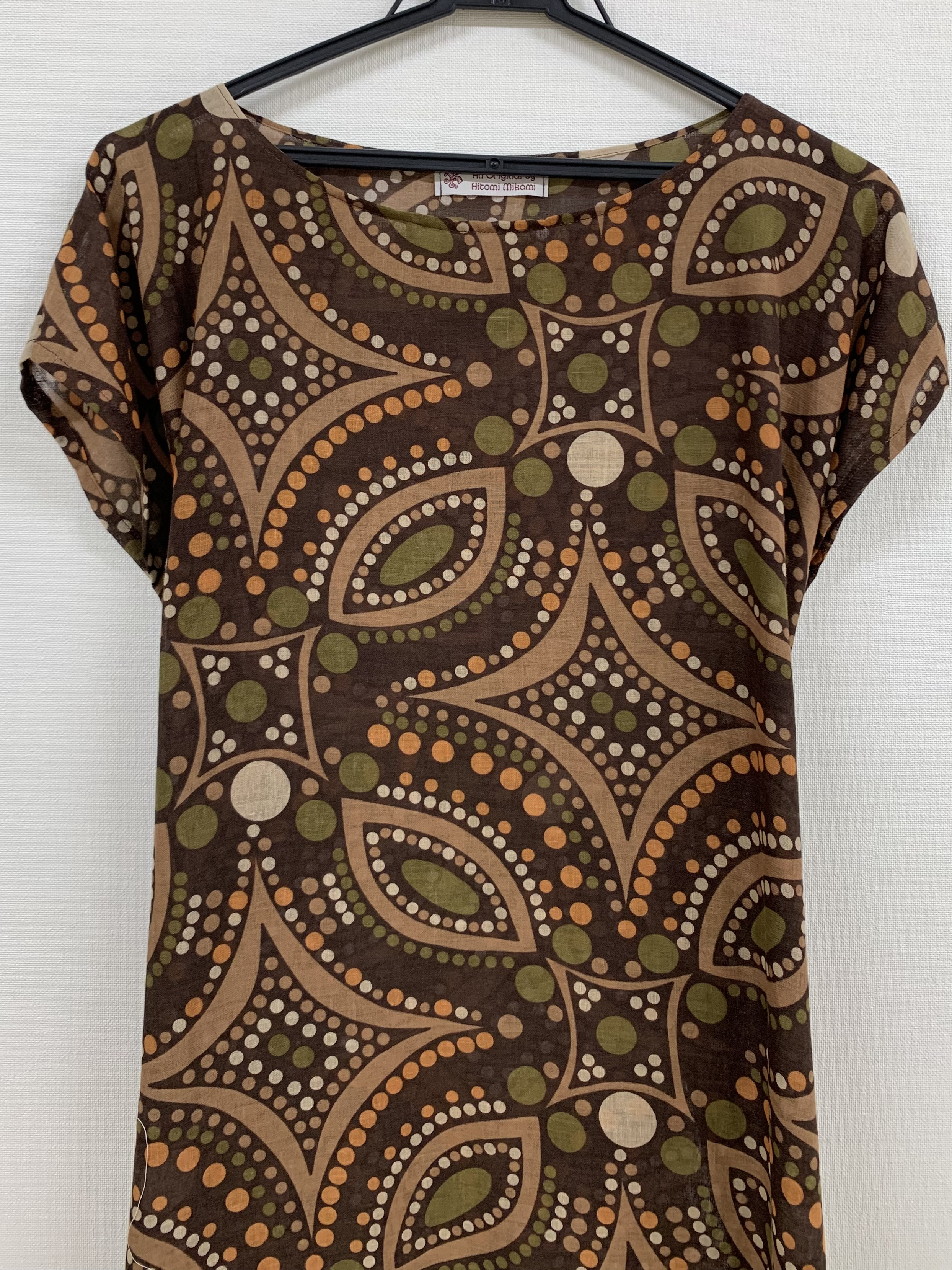 【お洗濯OK！直線裁ちワンピース】 cotton gauze《ethnic flower》