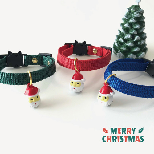 クリスマス限定♪ サンタさんの鈴付き首輪 猫ちゃん首輪 リード・首輪