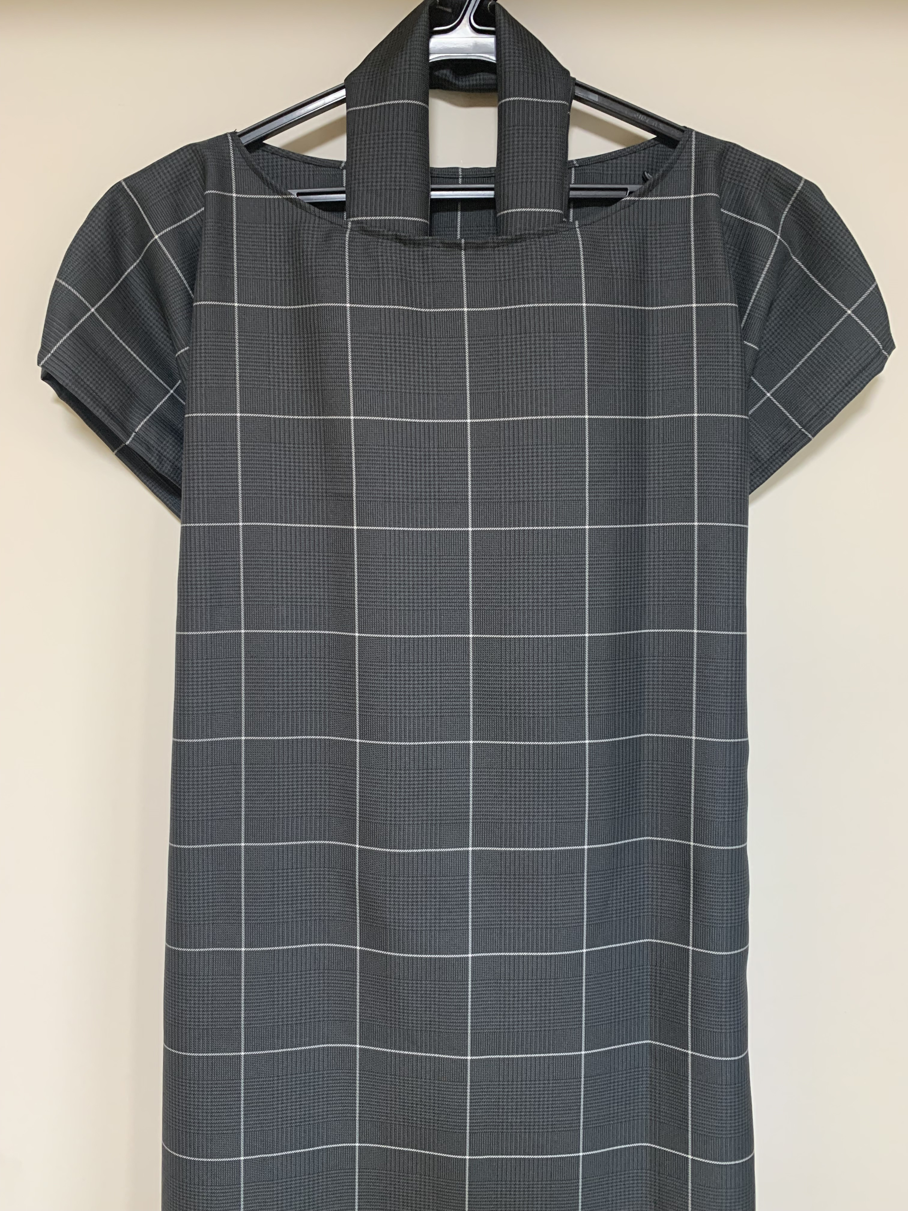 【お洗濯OK！直線裁ちワンピース】 square block dark grey 9,636円