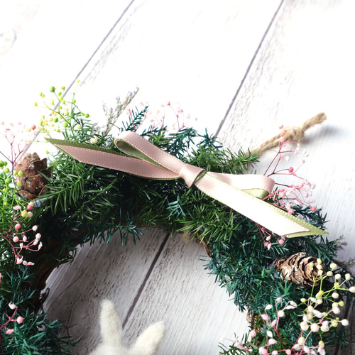 再販】ミニクリスマスリースとミニスワッグのセット2種《Pink》～妖精  