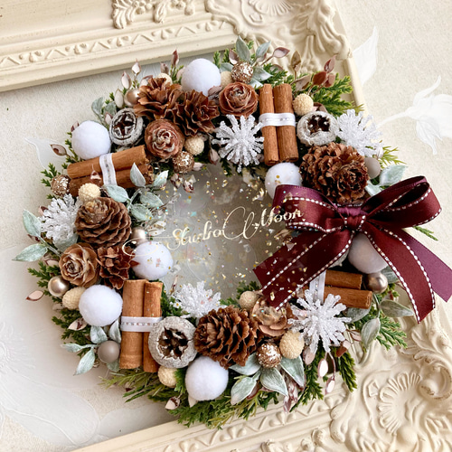 クリスマス☆リース☆トナカイ(スティック) Horn Please エンボス ブリキオーナメント ヘラジカ トナカイ