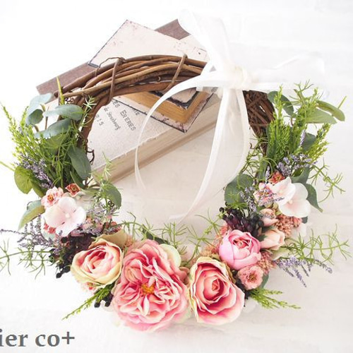 1点物sale]ピンクローズのナチュラルリース♡ リース Atelier co+ 通販 