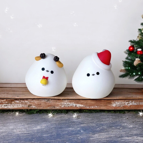 限定販売】クリスマスシマエナガ 2体セット その他置物 つぶ屋