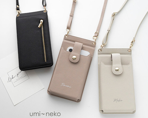 ショルダーバッグ ノベルティ チェーン ポーチ スマホショルダー ミラーつき ミラー付き スマホポシェット 【 simple 名入れ 】 スマホショルダー