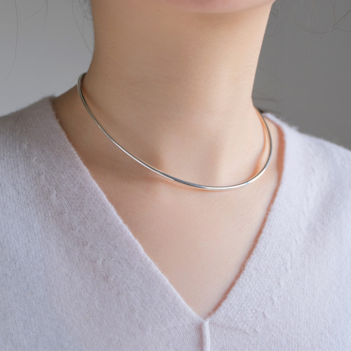 ラウンドチョーカーネックレス ネックカフ シルバー silver925 ラウンドチョーカーネックレス ネックカフ シルバー silver925