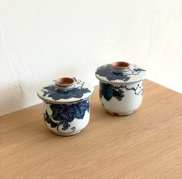 京焼・清水焼】京都 水野春陽窯 染付 葡萄 汲み出し 湯呑み 水野