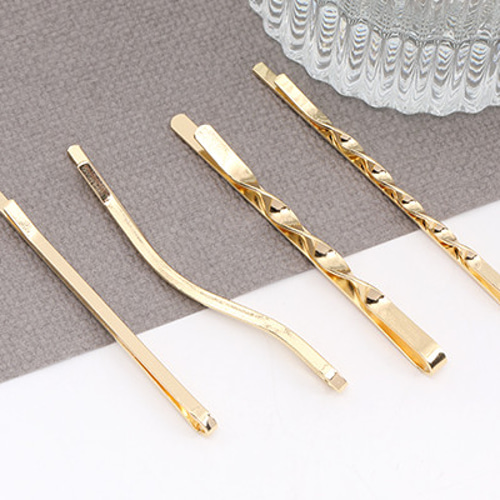 TEN. ゴールド ヘアピン 10本セット】ヘアクリップ ヘアピン ゴールド 長方形 6mm×32mm